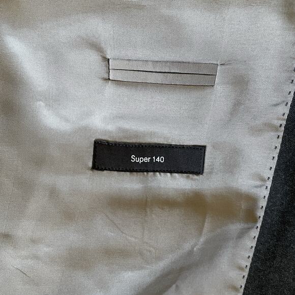 Hugo Boss Men's 44R Charcoal Gray Super 140s Virgin Wool Sport Coat Suit Jacket - Picture 5 of 15